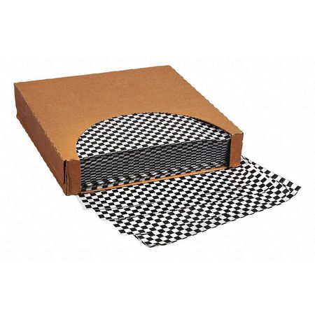 CROWNHILL Grease Resistant Paper Sheets, Black Checkered, 12 x 12", PK1000 F-3722