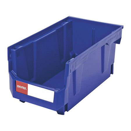 SHUTER Hang & Stack Storage Bin, 7 in W, 7 in H, 14-4/5 in L, Blue 1010005