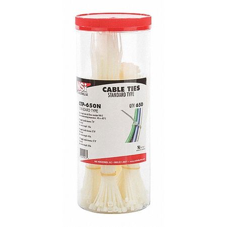 NSI INDUSTRIES Cable Tie Canister, Natural Asst, 650PK CTP-650N