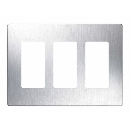 LUTRON Designer Wall Plates, Number of Gangs: 3 Stainless Steel, Satin Finish, Stainless Steel CW-3-SS