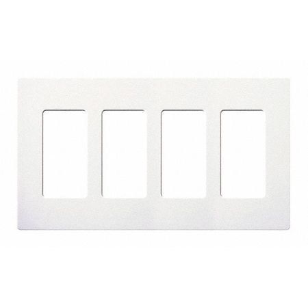 LUTRON Designer Wall Plates, Number of Gangs: 4 Gloss Finish, White CW-4-WH