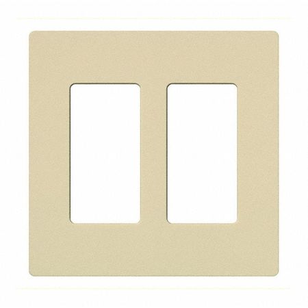 LUTRON Designer Wall Plates, Number of Gangs: 2 Gloss Finish, Ivory CW-2-IV