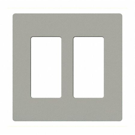 LUTRON Designer Wall Plates, Number of Gangs: 2 Thermoset, Gloss Finish, Gray CW-2-GR