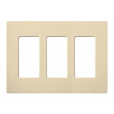LUTRON Designer Wall Plates, Number of Gangs: 3 Gloss Finish, Ivory CW-3-IV
