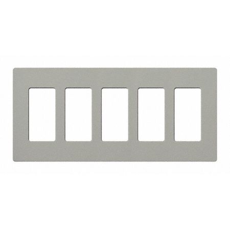 LUTRON Designer Wall Plates, Number of Gangs: 5 Gloss Finish, Gray CW-5-GR