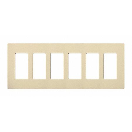 LUTRON Designer Wall Plates, Number of Gangs: 6 Thermoset, Gloss Finish, Ivory CW-6-IV
