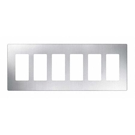 LUTRON Designer Wall Plates, Number of Gangs: 6 Stainless Steel, Satin Finish, Stainless Steel CW-6-SS