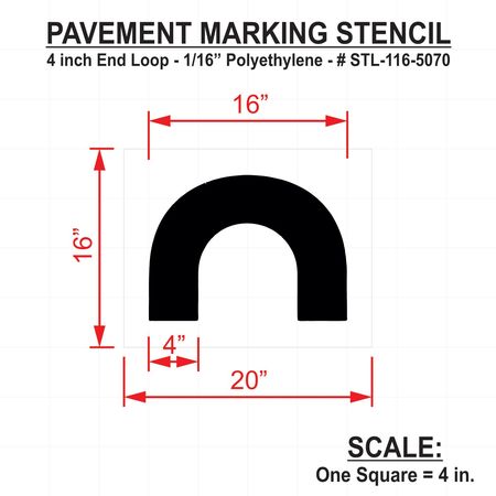 Rae Pavement Stencil, 4 in, End Loop, 1/16 STL-116-5070