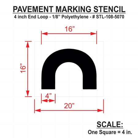 Rae Pavement Stencil, 4 in, End Loop, 1/8 STL-108-5070