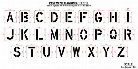 Rae Pavement Stencil, 24 in, Alphabet Kit, 1/16, STL-116-8245W STL-116-8245W