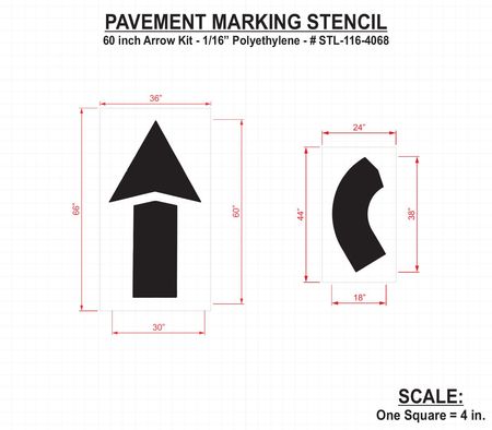 Rae Pavement Stencil, 60 in, Arrow Kit, 1/16 STL-116-4068