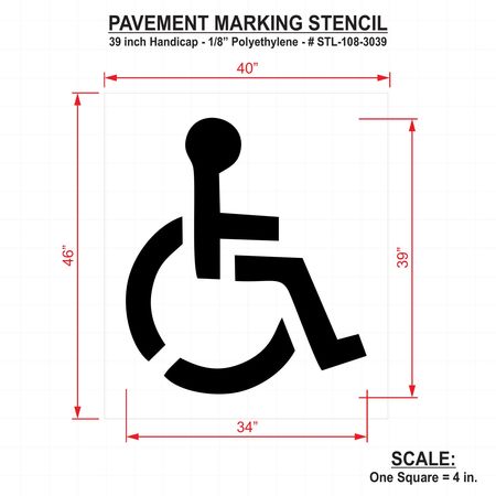 Rae Pavement Stencil, 39 in, Handicap, 1/8 STL-108-3039