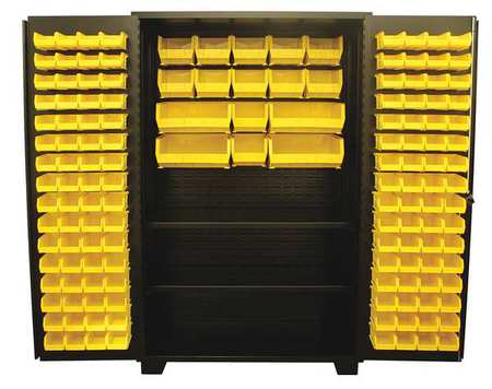JAMCO Extra-Heavy Duty Bin Cabinet, 48 in W, 78 in H, 24" D, 144 Bins DX248BL