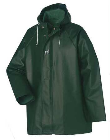 HELLY HANSEN Rain Jacket with Hood, Green, 3XL, Material: PVC 70300_490-3XL