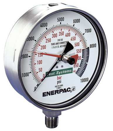 Enerpac T6010l 1 798 51 Pressure Gauge 0 To 40 000 Psi 1 4 In Bspt Stainless Steel Silver Zoro Com