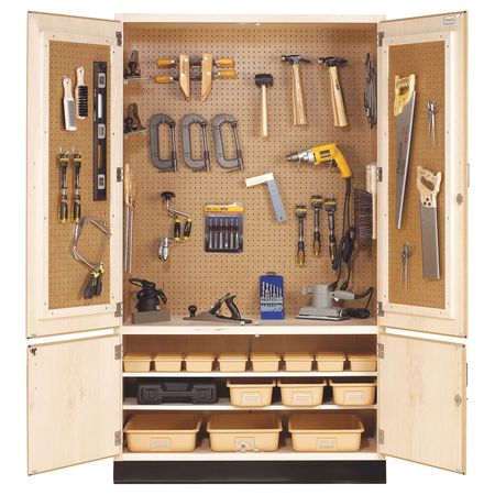DIVERSIFIED SPACES Maple Pegboard Tool Storage Cabinet, 60 in W, 84 in H TC-4