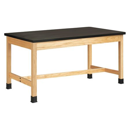 DIVERSIFIED SPACES Rectangle Tbl, Plain Apron, Chem Top, 42"x72"x30", Oak , 72" W 30" H,  P7402BK30S