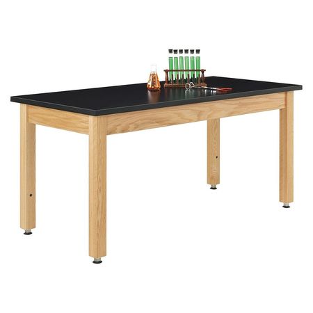 DIVERSIFIED SPACES Rectangle Adjustable Table, 60" X 62" X 30"-36", ChemGuard Laminate Top, Black A7602BK
