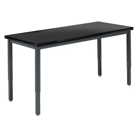 Diversified Spaces Rectangle Table, Metal Activity, 60" X 62" X 23-37", Phenolic Resin Top, Black X8904