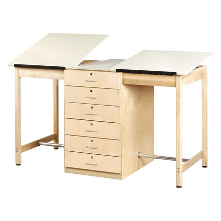 Diversified Spaces Two-Station Drawing Table, 32-1/2" D X 28" W X 39-3/4" H, Almond, Plastic Laminate DT-80A