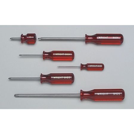 WRIGHT TOOL Phillips Screwdriver Set, w/Pouch, 6 pcs 9462