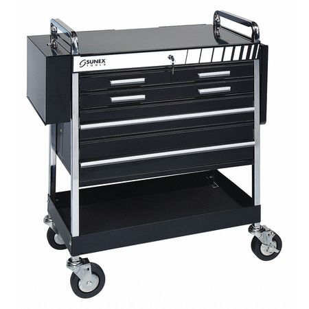 SUNEX Rolling Tool Cabinet, Black, Steel 8045BK