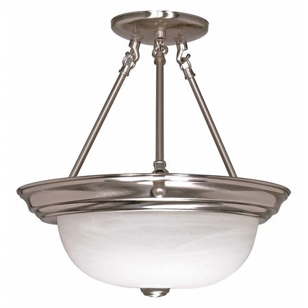 NUVO 3-Light 60W Incandescent Semi Flush Fixture, Brushed Nickel Finish 60-202