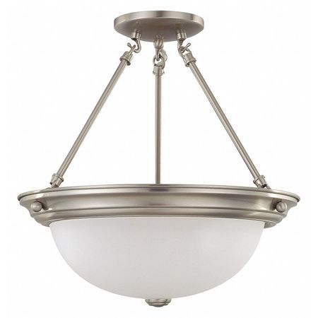 NUVO 3-Light 60W Incandescent Semi Flush Fixture, Brushed Nickel Finish 60-3246