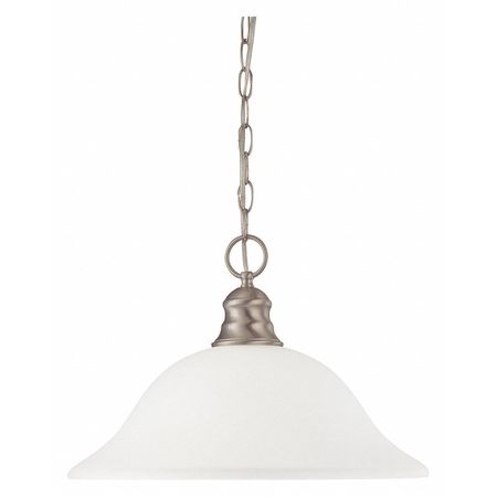 1 Light 16 in. Pendant Frosted White Glass Brushed Nickel