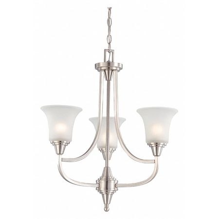 NUVO Surrey 3 Light Chandelier Frosted Glass Brushed Nickel 60-4145