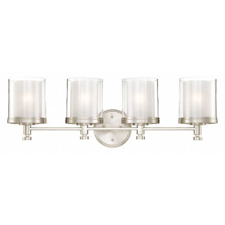 NUVO Decker 4 Light Vanity Fixture Clear & Frosted Glass Brushed 60-4644