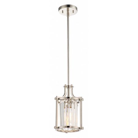 NUVO Krys 1 Light Crystal Mini Pendant 60w Vintage Lamp Included, Housing Finish: Polished Nickel 60-5764