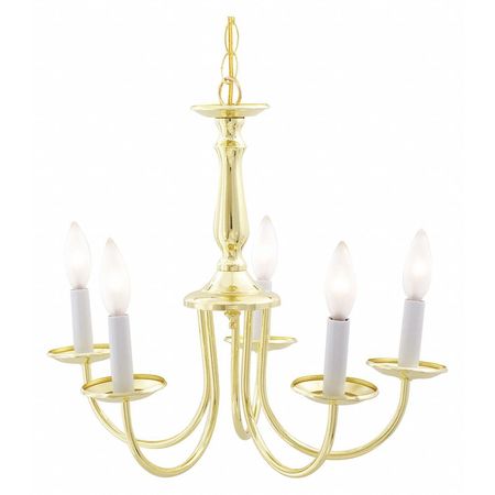 NUVO 5 Light 18 in. Chandelier Candlesticks Polished Brass SF76-280