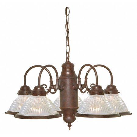 NUVO 5 Light 22 in. Chandelier With Clear Ribbed Shades Old Bronz SF76-445