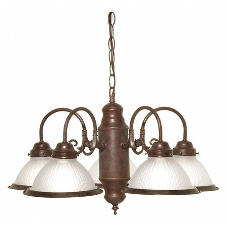 NUVO 5 Light 22 in. Chandelier With Frosted Ribbed Shades Old Bro SF76-694