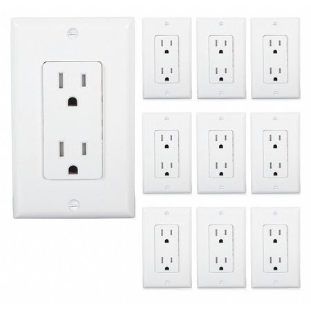 Maxxima Tamper Resistant Duplex Receptacle Wall Outlet, Number of Gangs: 1 Black MEW-R100W-10