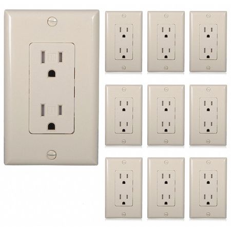 Maxxima Tamper Resistant Duplex Receptacle Wall Outlet, Number of Gangs: 1 Almond MEW-R100A-10