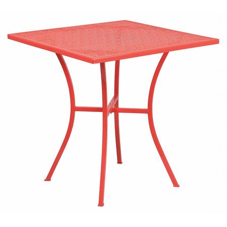 Flash Furniture Oia Commercial Grade 28" Square Coral Indoor-Outdoor Steel Patio Table CO-5-RED-GG
