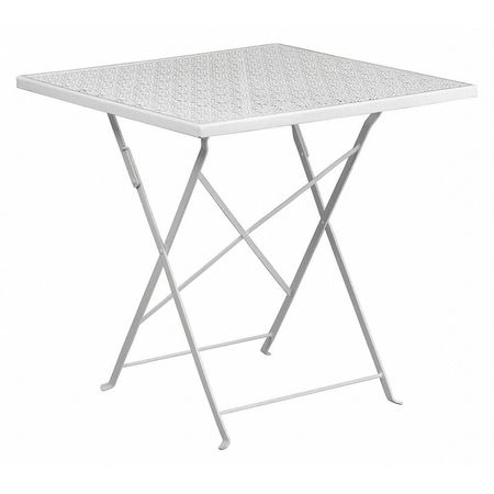 FLASH FURNITURE 28" Square White Steel Folding Patio Table CO-1-WH-GG
