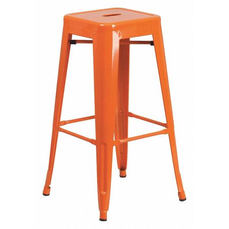 FLASH FURNITURE 30" High No Back Orange Metal Barstool Square Seat CH-31320-30-OR-GG