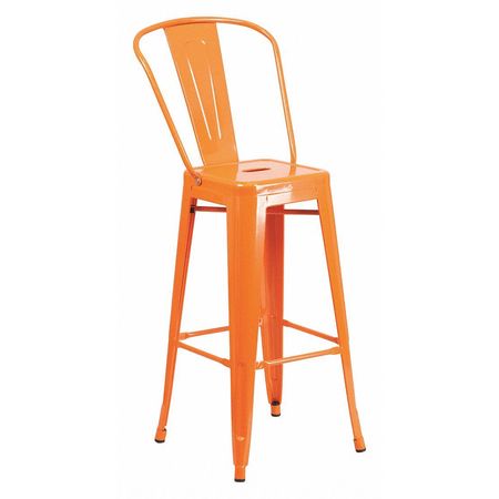 FLASH FURNITURE 30" High Orange Metal Indoor-Outdoor Barstool CH-31320-30GB-OR-GG