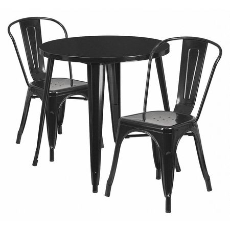 Flash Furniture Black Metal Set, 30RD CH-51090TH-2-18CAFE-BK-GG