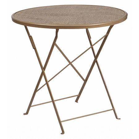 FLASH FURNITURE 30" Round Gold Steel Folding Patio Table CO-4-GD-GG