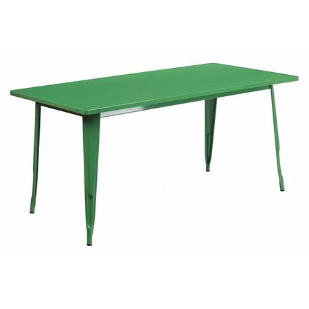 Flash Furniture Rectangle Yellow Metal Table Set, 31.5SQ, 31.5" W, 63" L, 29.5" H, Metal Top, Green ET-CT005-GN-GG