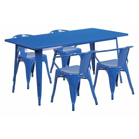 Flash Furniture Rectangle 31.5" W, 63" L, 29.5" H, Metal Top, Blue ET-CT005-4-70-BL-GG