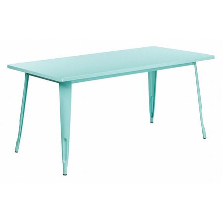 Flash Furniture Rectangle Mint Green Metal Table, 31-1/2"X63", 31.5" W, 63" L, 29.5" H, Metal Top, Green ET-CT005-MINT-GG