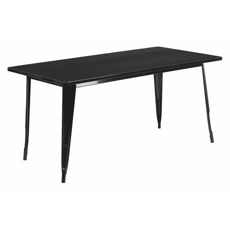 Flash Furniture Rectangle Red Metal Table Set, 31.5SQ, 31.5" W, 63" L, 29.5" H, Metal Top, Black ET-CT005-BK-GG