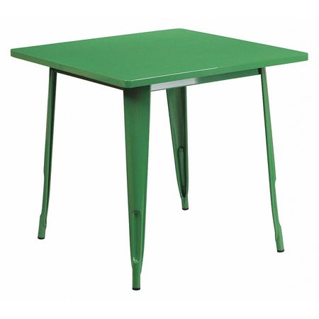 FLASH FURNITURE Green Metal Table, 31.5SQ ET-CT002-1-GN-GG