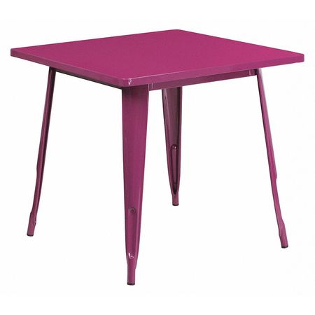 FLASH FURNITURE Square Purple Metal Table, 31.5SQ, 31.5" W, 31.5" L, 29.5" H, Metal Top, Purple ET-CT002-1-PUR-GG