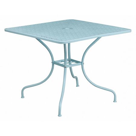 Flash Furniture 35.5" SQ Sky Blue Steel Patio Table-Umbrella Hole CO-6-SKY-GG